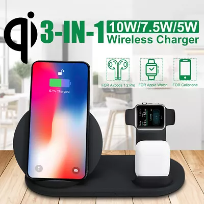 3-in-1 10W Fast QI Wireless Charger Holder For Apple Watch For AirPods Pro   • $18.56