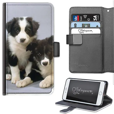 Border Collie Puppy Dogs Deluxe PU Leather Wallet Phone Case;Flip Case • £13.99