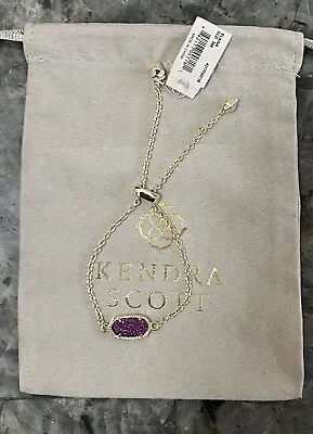 Kendra Scott Elaina Gold Single Slide Bracelet In Bright Plum Drusy • £35