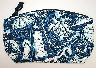 Vera Bradley GRAND TRAVEL COSMETIC Bag Shore Enough Case Quilted Cotton • $31.88