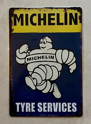 MICHELIN TYRE SERVICES METAL SIGN MAN CAVE WORKSHOP GARAGE CAR 20x30cm • £5.99