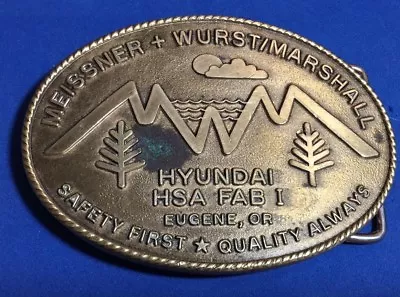 Vintage Safety  Belt Buckle Meissner Wurst Marshall Hyundai HSA FAB 1 Eugene OR  • $6.49