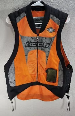 Mens Icon Interceptor Reflective Mil-Spec Motorcycle Laced Vest Orange Black S-M • $15.21