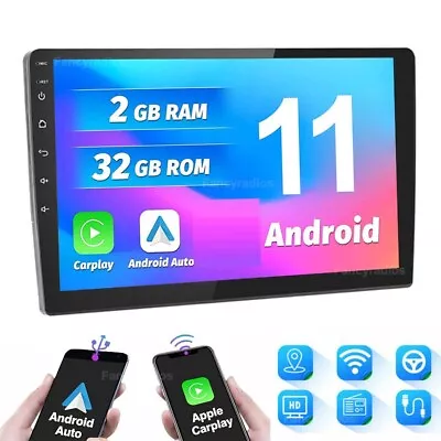 Android 11 Double Din 9 Inch Car Stereo Apple CarPlay Radio GPS Navi WiFi Player • $63.91