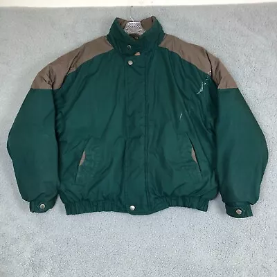 Vintage Members Only Down Jacket Coat Mens XL Green Brown Turquoise Bomber • $25.49