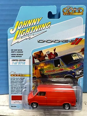 1/64 Johnny Lightning Classic Gold 1976 Dodge Tradesman Van Red Orange • $8