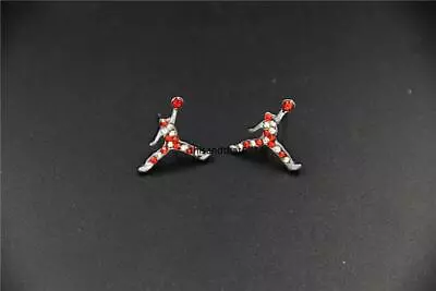 Michael Jordan Jumpman Logo Red/Clear CZ Stud Earrings In Gift Box • $7.95