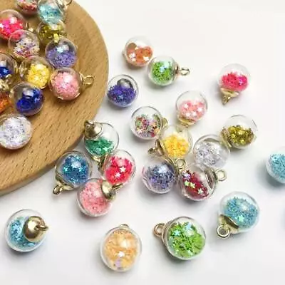 DIY Round Glass Ball Pearl Charms Pendant Bracelet Keychain Jewelry Making Set • £3.59