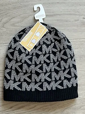 Michael Kors Mk Logo Knit Beanie Hat - Black/cream - One Size - Nwt • $19.99