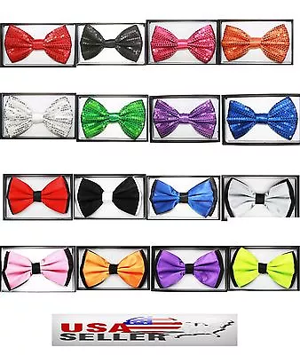 SEQUIN PLAIN COLOR BOWTIE - SOLID PLAIN TWO TONE BOWTIE - Tuxedo And Classic • $7.65