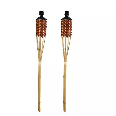 2 Pack Garden Bamboo Oil Torches 15 Hours Burn Time Torch Set • £16.79
