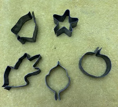 Mini Handcrafted Metal Tin Cookie Cutters Set Of 5 Autumn Fall Themed • $5