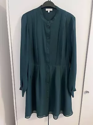 Warehouse Green Button Dress Size 14 • £4.99