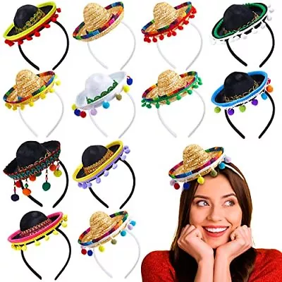 12 Pcs Cinco De Mayo Sombrero Headband Sombrero Hats Bulk Mini Mexican Hat He... • $45.17