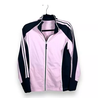 Medium Made For Life Track Jacket Pink Black Long Sleeve Lightweight Zip Closure • $14.99