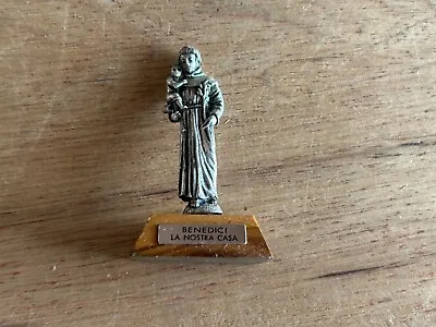 St. Anthony Baby Jesus Figurine Mini Benedici La Nostra Casa Bless Our Home Vtg • $13.01