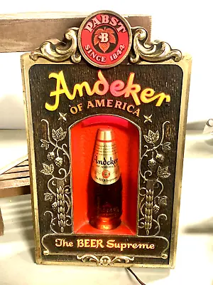 1970s Pabst Andeker Beer Back Bar Light Up Bottle Advertising Sign Rare (SH) • $149.99