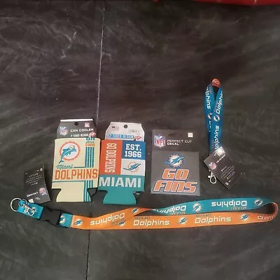 WinCraft NFL Miami Dolphins Fan Lot Keychain Can Coolers Decal Sticker Lanyard • $19.95