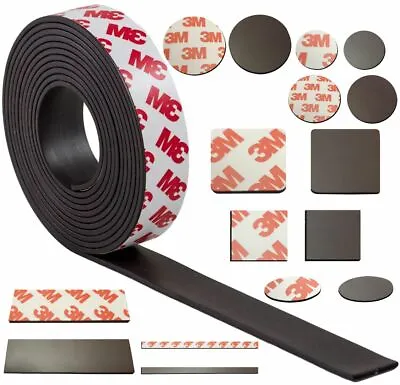 Self Adhesive Magnetic Tape Discs Sheets Strips Squares Anisotropic 3M Backing • £9.99