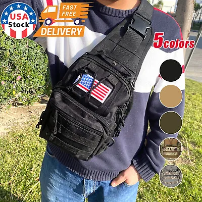 Tactical Chest Bag Backpack Men's Molle Crossbody Sling Messenger Shoulder Pack • $14.99
