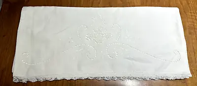 Cotton Handmade Hand-Embroidered Cutwork Pillowcase 19 X 34 • $5