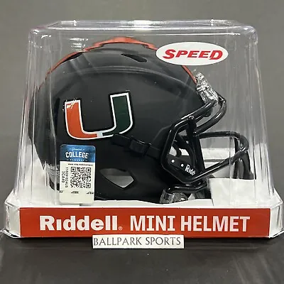 Miami Hurricanes Speed Mini Helmet Riddell NCAA Matte Black New! • $32.99