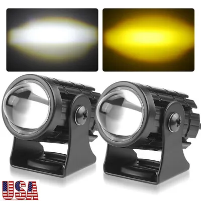 2X Mini Motorcycle LED Driving Fog Spot Light Amber Projector Lamp For Jeep SUV • $17.98