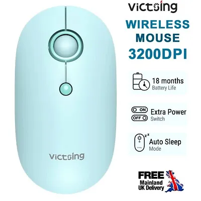 VicTsing Wireless Mouse 2.4G USB Slim Ergonomic Optical Silent Mice PC Laptop UK • £8.95