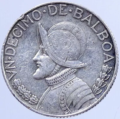 1962 PANAMA Silver 1/10 Balboa Antique Silver Panamian Conquistador Coin I119320 • $38.80