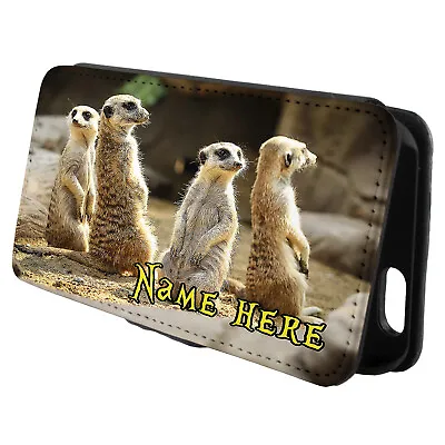 Personalised Meerkat IPhone Case Custom Flip Phone Cover Cute Wallet Gift ST336 • £12.95