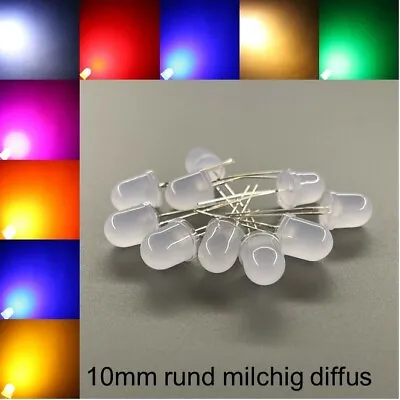 10mm LEDs Milky Diffuse All Colors Incl. Resistance Light Emitting Diodes LED 10mm • $138.21