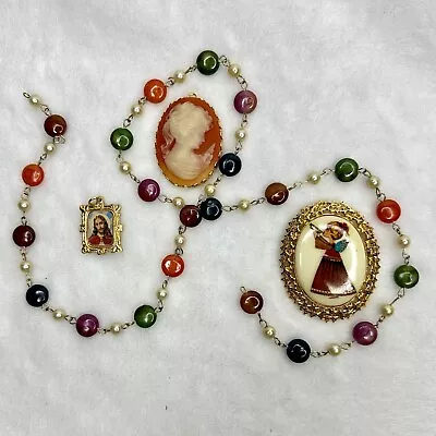 Vintage Cameo Mixed Jewelry Lot Beads Pendant Brooch Costume Jewelry Mary Jesus • $15