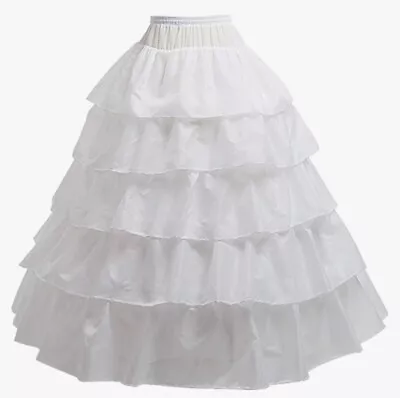 Women 4 Hoop 5 Layer Wedding Petticoat Crinoline Skirt Ball Gown Slip Underskirt • $22.91