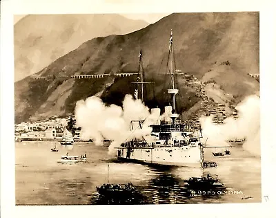 LD347 1931 Orig Photo USS OLYMPIA FIRES SALUTE GEORGE WASHINGTON 1898 HONG KONG • $20