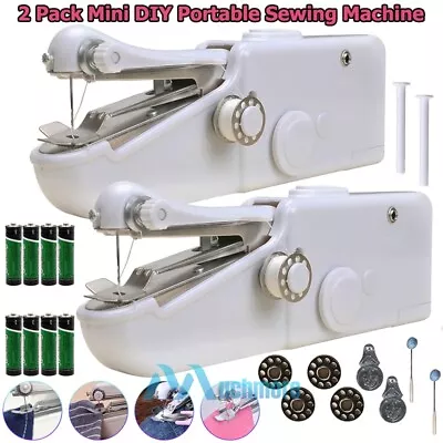 2X Mini DIY Portable Sewing Machine Tailor Stitch Hand-held Home Travel Cordless • $15.69