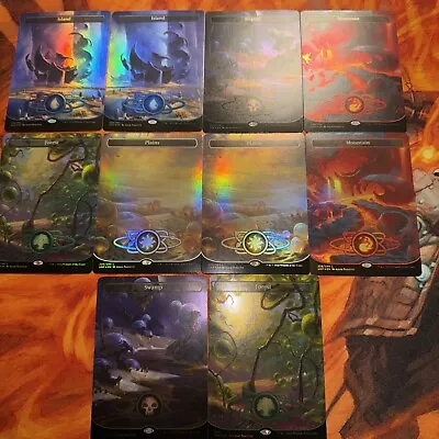 X 10 Unfinity - Full Art FOIL Borderless Mixed Land Lot Magic The Gathering TCG • $24.75