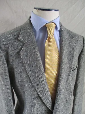 Magee Gray Herringbone Donegal Wool Tweed Olympic Blazer Jacket 44R 42R • $89.99