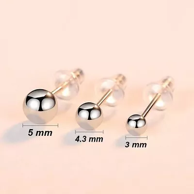 925 Sterling Silver Ball Stud Earrings  For Women Men 3mm 4.3mm 5mm Unisex • $4.99