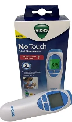 Vicks No Touch 3-in-1 Thermometer Measures Forehead Food And Bath Temperatures • $9.50