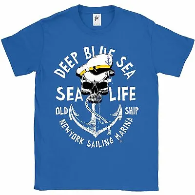 £7.99 • Buy Deep Blue Sea Life Captain Skull & Anchor Mens T-Shirt