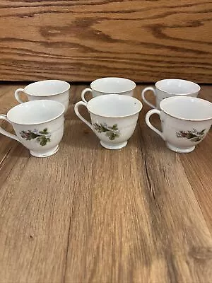 Hand Painted Miniature Tea Cup Set Of 6 Made In Japan Fern Importation Roses • $12.99