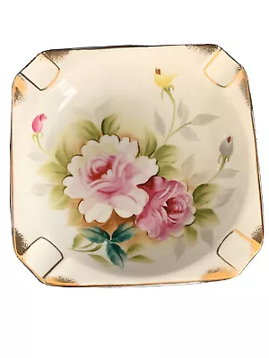 Lipper Mann Porcelain Ashtray Vintage Hand Painted Floral Ceramic Made In Japan • $15