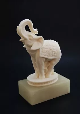 Italian Elephant Carved White Carrara Marble On White Base Italy • $89.50