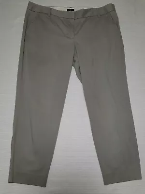 J Crew Size 14 City Fit Taupe Chino Pants Cropped Capri Stretch Cotton Spandex • $17