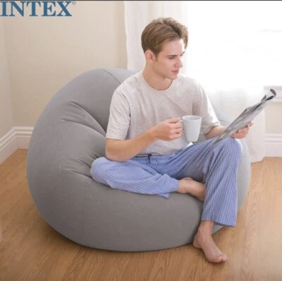 $29 • Buy Fashion Inflatable Lounge Beanless Lounger Bag Chair Grey  Air Sofa Intex68579E