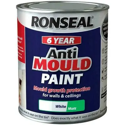 Ronseal 6 Year Anti Mould White Matt Paint For Walls And Ceilings 750ml • £19.99