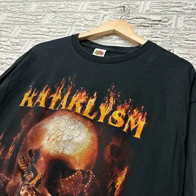 Vintage Kataklysm Metal Shirt Skull Fire Cyber Goth Y2K XL • $22.56