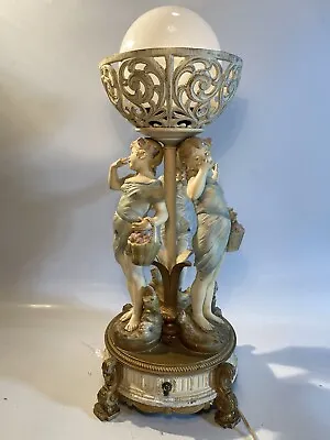 French Antique Louis Auguste Moreau Art Nouveau Figural Table Lamp Signed • $1200