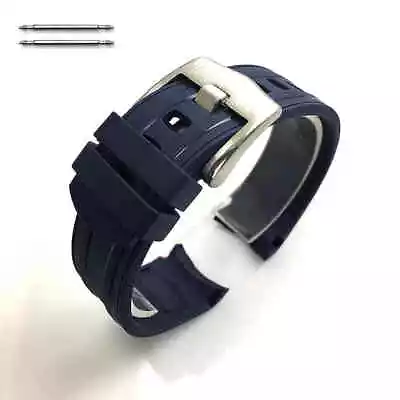 Blue Curved End Silicone Rubber Strap Replacement Watch Band #4447 • $16.95