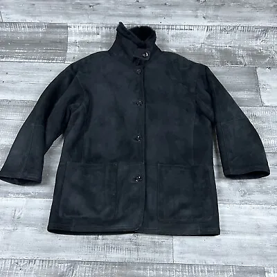 Shearling Jacket Black Womens Medium Elements By Vakko Spanish Lamb Coat • $127.46